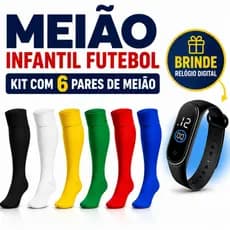 Kit 6 Meião Infantil Futebol Algodão