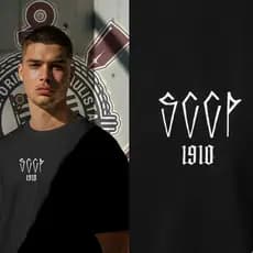 Camiseta Masculina SCCP 100% Algodão Camisa Time Blusa Futebol Timão Torcedor