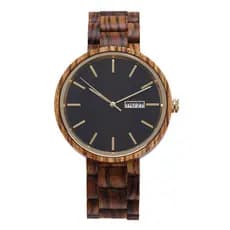 Tempo natural quente simples e refinado com calendário relógio de madeira para homens quartzo grande dial