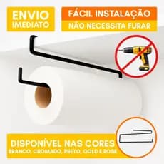Porta Papel Toalha Suspenso Armário Cozinha Organizador Sem Furo Rolo Alumínio Filme