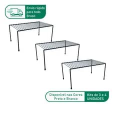 Kit 3 Organizador de Cozinha Rack Prateleira Suspensa Suporte Armário Multiuso 32cm Luxo