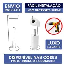 Suporte Porta Papel Higiênico Triplo Toalha de Rosto de Chão Banheiro Lavabo Luxo Elegante Cromado