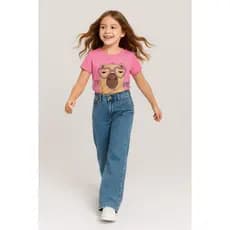 Calça wid leg Infantil Menina Cintura Alta Confortável e Estilosa