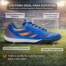 Chuteira de couro Sintético Campo adulto masculino Leve Resistente  Confortável -Ref 880 11S