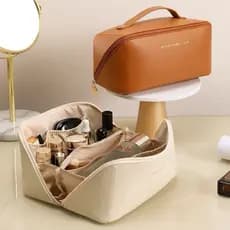 Necessaire Feminino Cosmético De Couro PU De Grande Capacidade Em Alto Qualidade - ANGELINA SHOP.