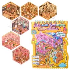 Adesivo Cenário 3D + Pinça Caderno 6 em 1 Capivara Fofos Kawaii Anti Estresse Criativo