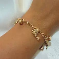 Pulseira Feminina Pingentes Delicados Dourada ou Prateada Estrela Golfinho Acessório Elegante