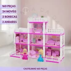 Castelo da Princesa Infantil de Montar 240 ou 160 Peças com Mini Bonecas Brinquedo Educativo