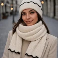 Conjunto Inverno Feminino Touca e Cachecol Lã Quentinho Conforto Frio Estilo Elegante Moda Luxo