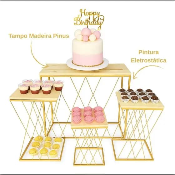 kit De Mesa Treliça Jogo Com 4 Peças Decoração Festa Eventos