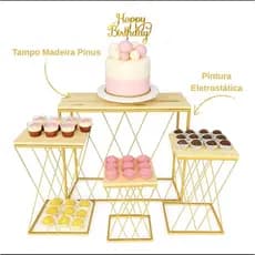 kit De Mesa Treliça Jogo Com 4 Peças Decoração Festa Eventos