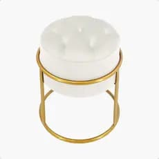 Puff Argola Banqueta Penteadeira Capetone Veludo Luxo Base de Ferro Metal
