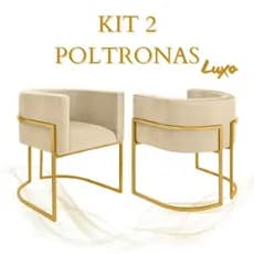 kit 2 Poltronas Decorativa Cadeira para Clinica Recepção Consultório Base em Metal Luxo