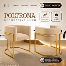 1 Poltrona Decorativa Lux Consultorio Cadeira Recepção Clinica Mesa Sala Jantar Linho Corano Veludo