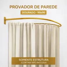 Provador de Parede Loja Arco 90x90cm Decoração Estrutura Varão Reforçado Dourado