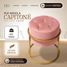 Puff capitone redondo tecido veludo Banqueta Moderna Sala Loja Mesa Jantar Penteadeira