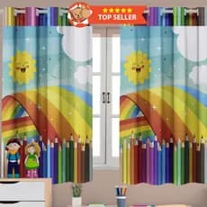Cortina Infantil Lápis de Cor 3,00x 2,20 Ideal p/ Decoração, Quarto, Escola, Sala de Aula Biblioteca