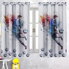 Cortina Decorativa Infantil Jogo de Futebol 2,00L x 1,50A Quarto Jogos Meninos Estampada