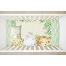 Lençol de Berço Safari,  p/ Bebê, 2 Peças (Lençol Estampado + Fronha Estampada) Quarto;