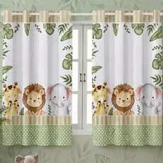 Cortina Infantil Safari Baby 2,00x1,50 - Ideal para Decoração Quarto de Bebê, Baby