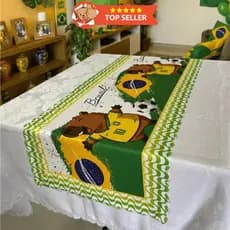 Caminho de Mesa 1,30x50 Copa do Mundo Estampa Brasil Torcida Futebol Decoração Mesa Posta Brasil