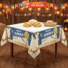 Toalha de Mesa 4 Lugares 150x150 Coleção Festa Junina (PREMIUM) para Mesa Posta, Festa, Bar, Boteco