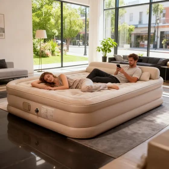 2M Colchão Inflável Queen Casal Cama De Campanha Bomba Inflável Com Bateria De Lítio Integrada
