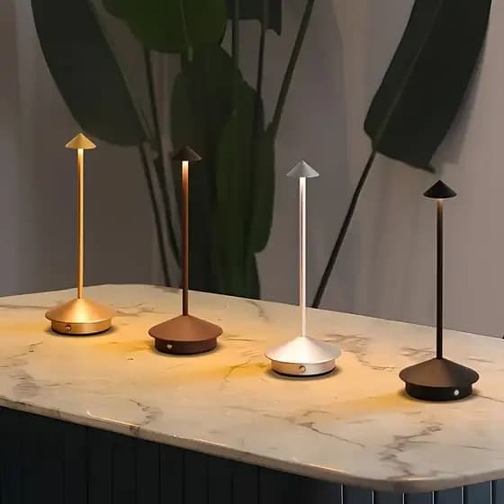 Luminária de Mesa Touch LED Recarregável Sem Fio - Candeeiro Dimerizável em Alumínio