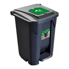 Lixeira Cesto 60 Litros Preta C/ Roda e Pedal Tampa 1 Click 25752PM Arqplast