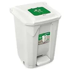 Lixeira 60 Litros Com Roda e Pedal Com Tampa Click  Branca Arqplast