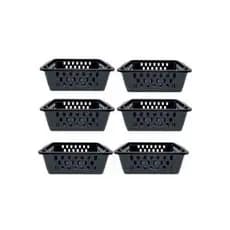Kit 06 Cestos cestinha Preto multiuso lanches, lanchonete, farmácia, organizadores casa 16x12x6cm