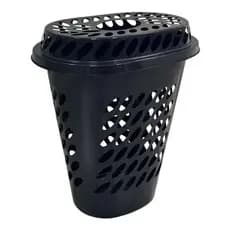 Cesto de Roupas Organizador Com Tampa Oval Elegance  Preto 25649PM Arqplast