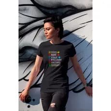 Blusa T-shirt Autismo Feminina Preta Algodão Camiseta Autista estampa exclusiva