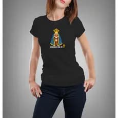 Camiseta Algodão Babylook Nossa Senhora Aparecida Padroeira do Brasil Caminho da Fé Peregrinos