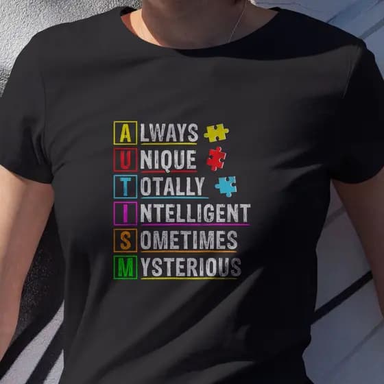 Camiseta Algodão Tema Autismo Inteligente Misterioso Único com habilidades especiais