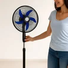 Ventilador Pedestal Silencioso Potente 60W Ajustavel Preto Ventilacao Resfriamento Ambiente Coluna
