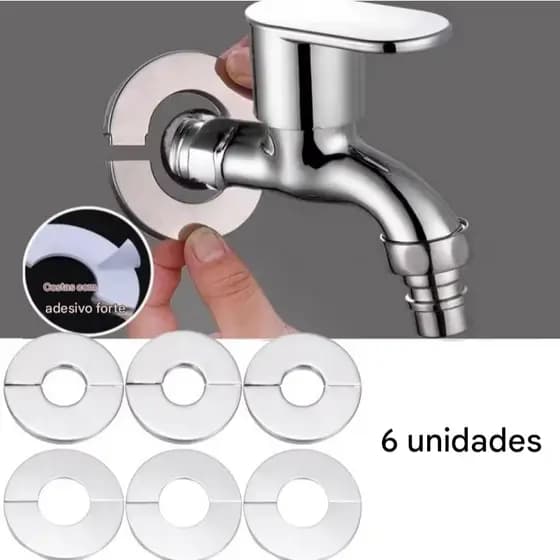 Acabamento Auto-adesivo em Aço Inox para Torneira e Chuveiro Ideal para Reformas e Melhorias