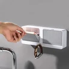 Porta Sabonete Duplo Auto Adesivo À Prova D’Água Design Moderno Disponível Em Branco Marrom Ou Cinza Compacto