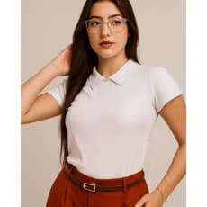 BLUSA  BRANCA MODESTA  FEMININA GOLA SOCIAL CAMISETA ELEGANTE MANGA CURTA BLUSINHA