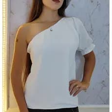 Blusa Feminina Nula manga Duna Blusinha Mula Manca de Elastico-um Ombro So-Casual-Trabalho-Verão(lek)