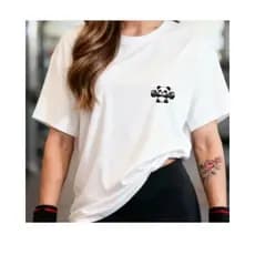 Camiseta Feminina T-shirt 100% algodão Gym Treino Musculação Academia Panda Halter