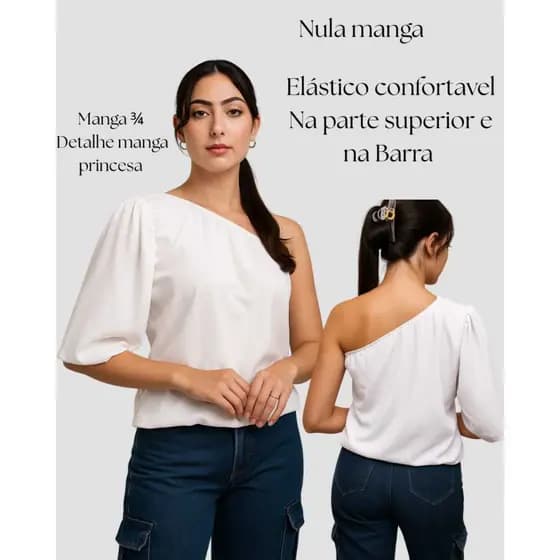Blusa Feminina Um Ombro Só Mula Manca Duna Casual e Confortável,eventos e trabalho