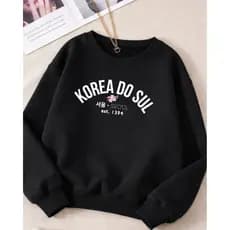 Moletom Gola Careca Feminino Korea Pais Gola Redonda  Blusa Frio Básica Casaco Flanelado Algodão