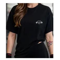 Camiseta Feminina 100% algodão t-shirt Coração pesos  Academia fofo Musculação