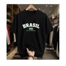 Camiseta BRASIL-100% Algodão Masculina-Feminina-UNISEX Confortável Casual Academia e Dia a Dia