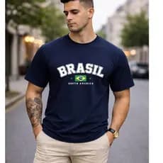 Camiseta BRASIL-100% Algodão Masculina-UNISEX Confortável Casual  e Dia a Dia COPA