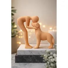 Escultura Homem e Cachorro laço Eterno-Estatua Decorativa Minimalista