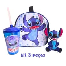 Kit Personagem Stitch com 3 Itens – Mochila, Copo e Brinquedo infantil menina aniversario presente