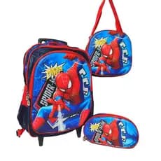 MOCHILA 3D RODINHA HOMEM ARANHA GRANDE + LANCHEIRA TÉRMICA + ESTOJO KIT IMPORTADA  INFANTIL