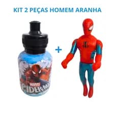 Kit Homem-Aranha  Garrafinha + Boneco infantil brinquedo menino Aniversário Presente Lembrancinha